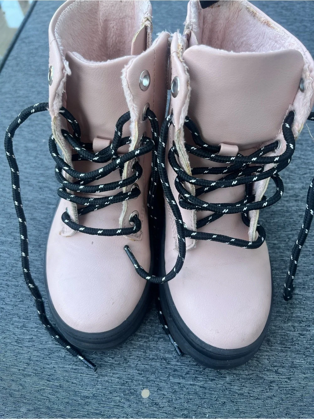 Kids Pink Lace-Up Ankle Boots